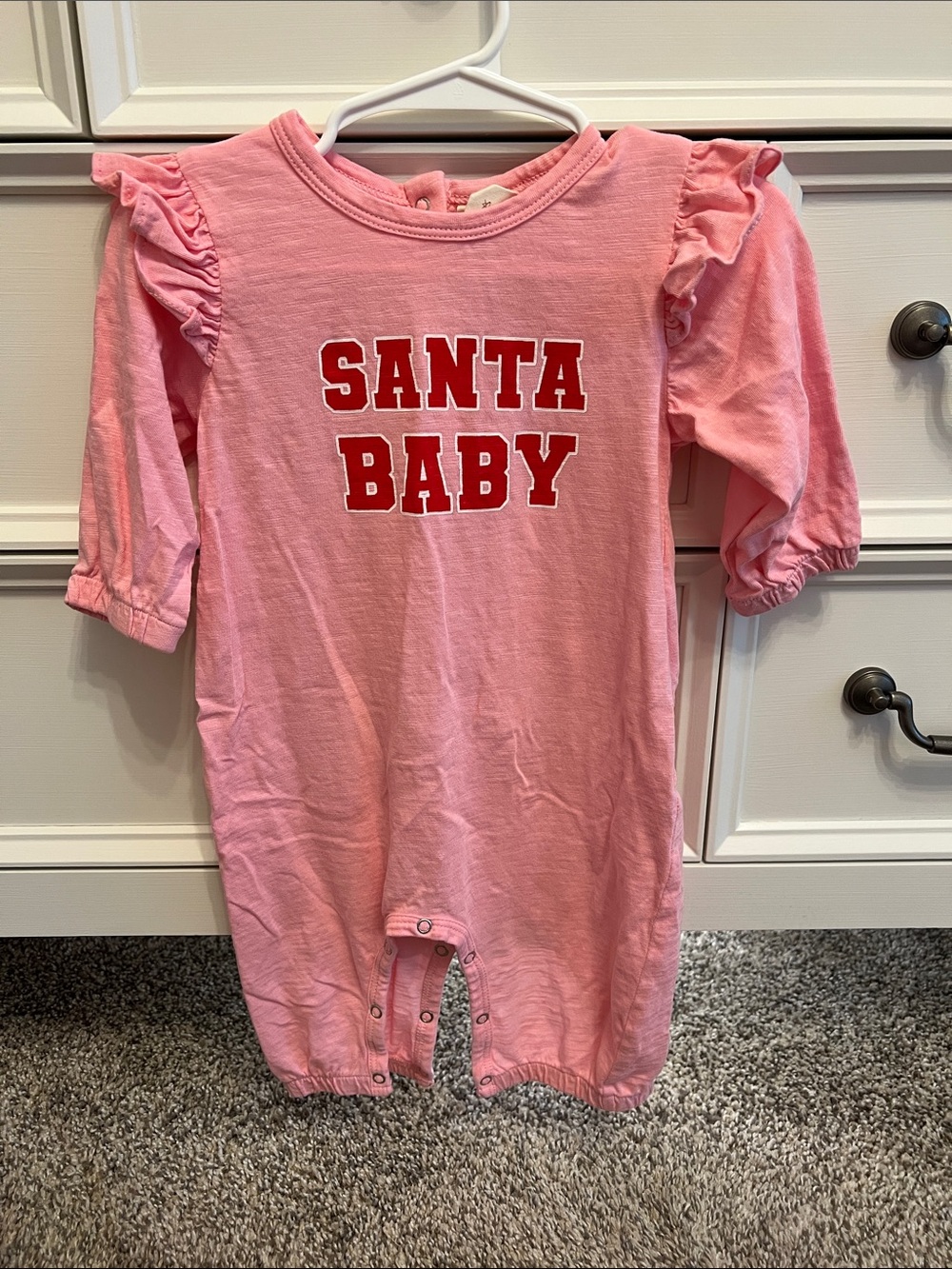 Santa Baby Pink Ruffled Baby One-Piece